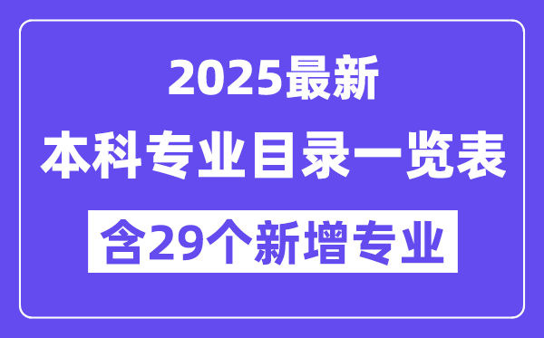 2025年最新本科專(zhuān)業(yè)目錄一覽表(含29個(gè)新增專(zhuān)業(yè))