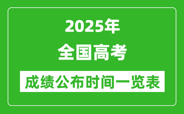 2025年全國(guó)各省市高考成績(jī)公布時(shí)間一覽表(31省完整版)
